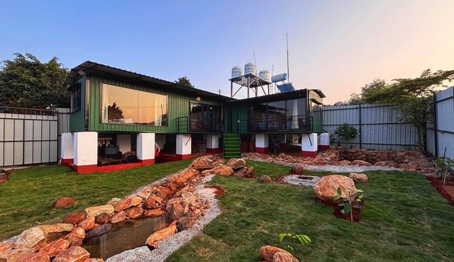 Charming Container Home in the scenic Nandi Hills with AC & Fresh water Ponds in Chikkaballapur