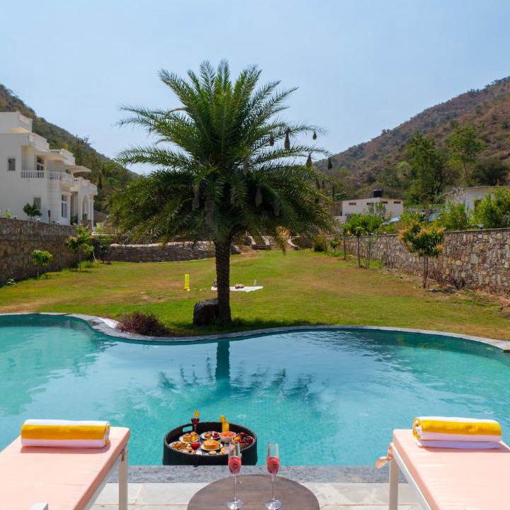 Nimbahera Villa | ELIVAAS Signature Mandovar Mountain Valley Retreat Pet-friendly Suite In a Private Estate with Shared Pool, Garden, Restaurant & Hill Views